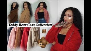 TEDDY BEAR COAT COLLECTION \u0026 TRY ON! | HONEYBUM, MISGUIDED, BOOHOO