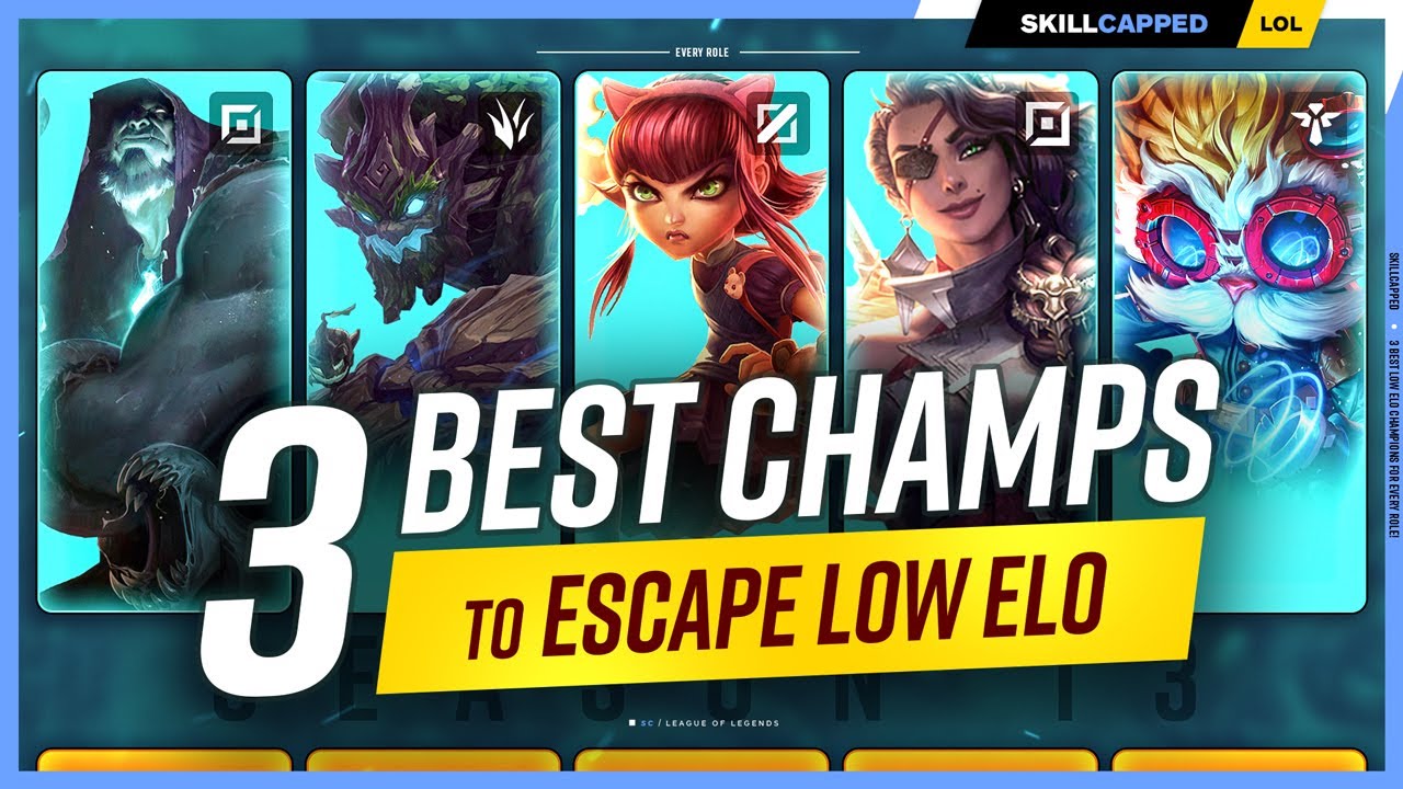 3 BEST CHAMPIONS To ESCAPE LOW ELO For EVERY ROLE In Season 13 - YouTube