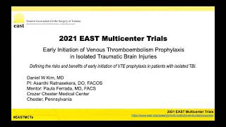 Outcomes of Early Initiation of VTE Prophylaxis in Isolated Traumatic Brain Injuries