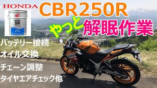 CBR250Ｒ オイル交換、他　メンテナンス　解眠作業