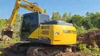 รีวิวรถขุด sumitomo sh130-6 งานขุดตอยางพารากอไผ่จัดหนักจัดเต็ม excavator