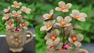 Diy Flower and flower vase Decoration Idea with jute rope | Home Decorating Craft Ideas Handmade