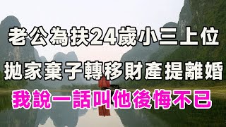 老公為扶24歲小三上位，拋家棄子轉移財產提離婚，我說一話叫他後悔不已