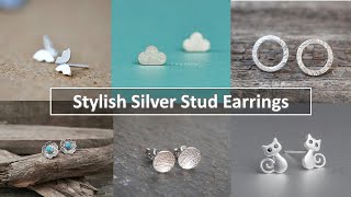 Stylish Silver Stud Earrings || Cute Silver Stud Earrings Design