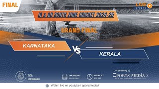 🏏 Kerala vs Karnataka | Grand Finale | IA \u0026 AD South Zone Cricket 2024-25 | 13th Feb 2025 |