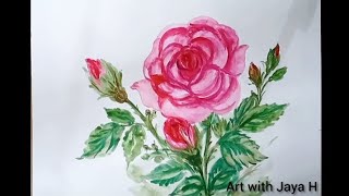 Pink rose painting|water colour painting