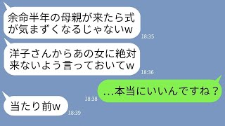 【LINE】余命半年で車椅子の母を見下して結婚式に参加させない兄の婚約者「縁起悪いから来ないでねw」→勝ち誇る女に式当日に母の真実を教えてやった時の反応がwww【総集編】