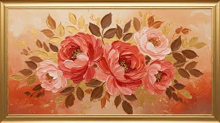 Timeless Elegance: Golden Frame TV Art Screensaver with Red Roses #home_decor