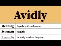 avidly meaning and definition