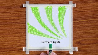 Easy Drawing for Beginners / Northern Lights with Oil Pastels / Step by Step