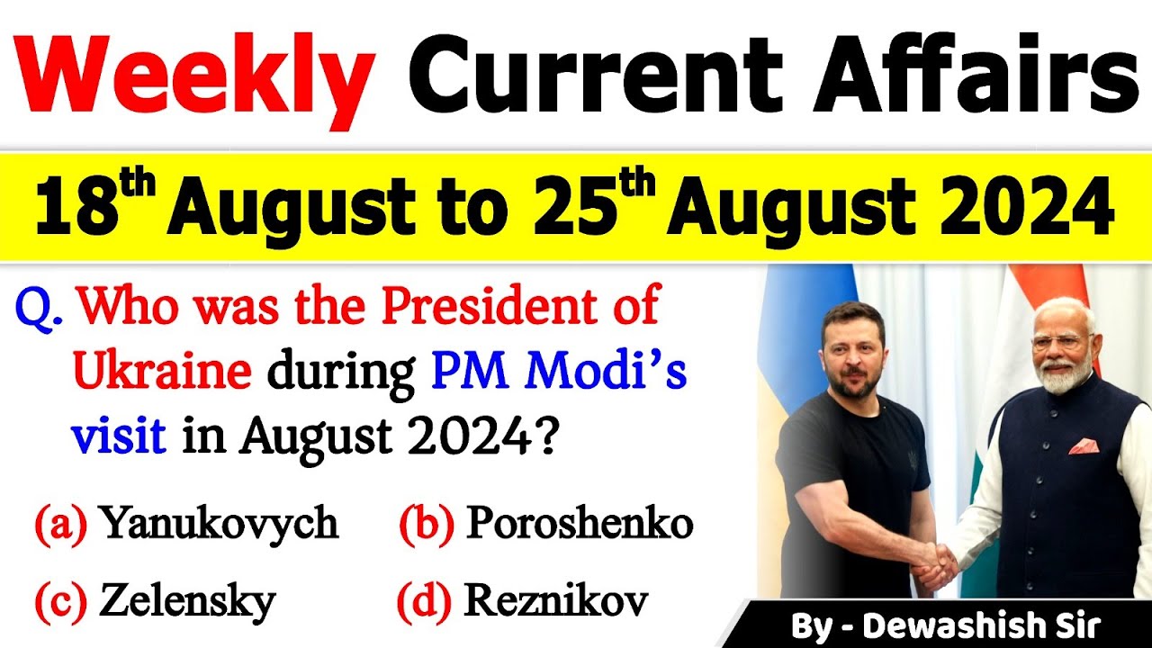 18th August To 25th August 2024 August 2024 Weekly Mcqs Current
