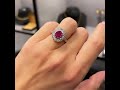 💋 💍 🌹 bague entourage sertie d’un rubis birman non chauffé u0026 diamants ❤️ burmese ruby u0026 diamond ring