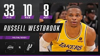 Russel Westbrook's best game as a Laker so far! 33 PTS, 10 REB, 8 AST & 1 HUGE OT dunk 🔥