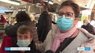 A la table du marché de Réalmont dans le Tarn à une semaine du réveillon de Noël