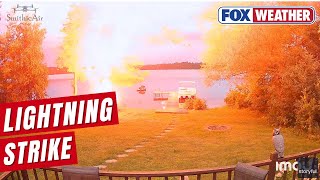 Watch: Dramatic Moment Lightning Strikes Tree In Wisconsin, Causing Explosion