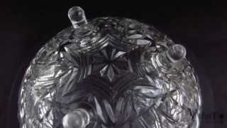 Vintage Tri Footed Cut Glass Candy Dish Crystal Bowl