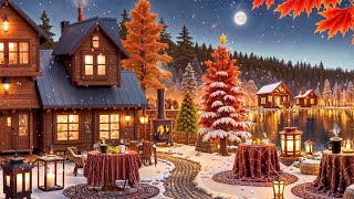 Rhythmic Winter Jazz Melodies ☕ Cozy Outdoor Coffee Shop Ambiance with Smooth Instrumental Jazz