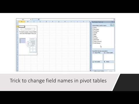 Trick to change field names in pivot tables Trick to change field names in pivot tables