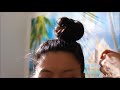 asmr *hair styling* no talking brushing knots de greasing big bun laying edges w. hair products