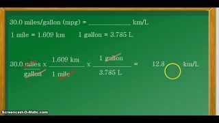 Unit Conversion: 30 miles/gallon (mpg) to kilometers/liter (km/L)