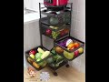 四层方型旋转移动多功能收纳车 deal carbon steel square rotating fruit and vegetable basket shelf