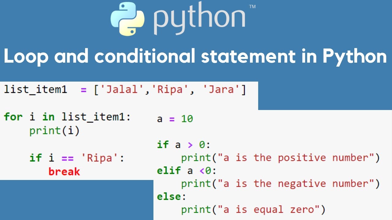 Loop For While And Conditional Statement If Elif Else In Python