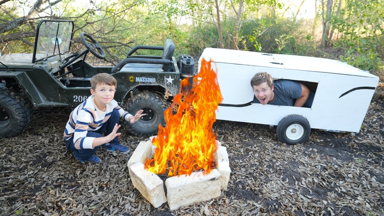 Hudson Goes Camping Exploring The Forest Tractors For Kids Youtube