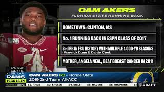 Cam Akers Drafted by the Los Angeles Rams (2020 NFL Draft - 2nd Round)