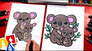 How to Draw a Mom and Baby Koala: Step-by-Step Art Lesson