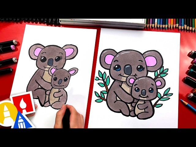 How To Draw A Mom And Baby Koala Step By Step Art Lesson Videos For Kids How To Draw A Mom And Baby Koala Step By Step Art Lesson Videos For Kids