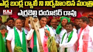 ఎడ్ల బండ్ల ర్యాలీ ని నిర్వహించిన మంత్రి ఎర్రబెల్లి దయాకర్ రావు | Minister Errabelli Dayakar Rao