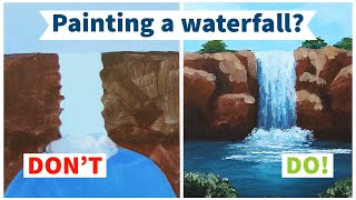 HOW TO paint a simple WATERFALL! (Beginner friendly)