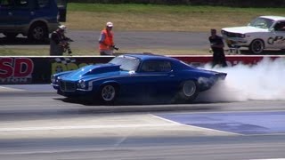 BK RACE ENGINES OUTLAW 10.5 TWIN TURBO V8 CAMARO GRUBEE 7.01 @ 205 MPH SYDNEY DRAGWAY 24.11.2012