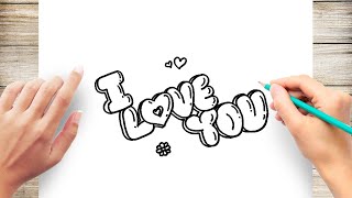 How To Draw I Love You In Bubble Letters Step by Step