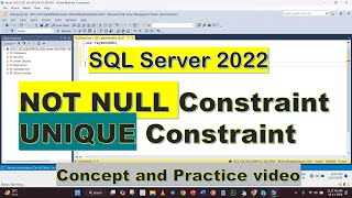 SQL NOT NULL Constraint and UNIQUE Constraint | SQL Server 2022 Tutorial | Hindi