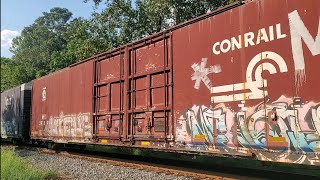 CSX M372 with a Conrail boxcar crawling up Pars ridge 9/5/24