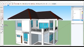 การเขียนแบบแปลนบ้าน2ชั้น ตอน ราวระเบียงเเละหลังคา