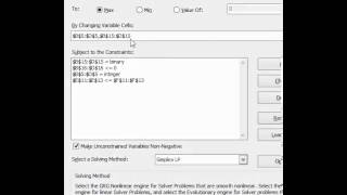 Binary Variables/Linking Constraints on excel