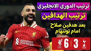 ترتيب الدوري الانجليزي وترتيب الهدافين بعد هدفين محمد صلاح امام توتنهام