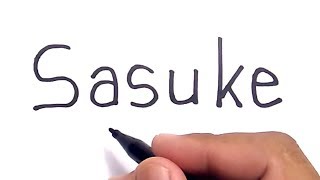 VERY EASY ! How to turn words SASUKE into CARTOON for KIDS /how to draw sasuke from naruto