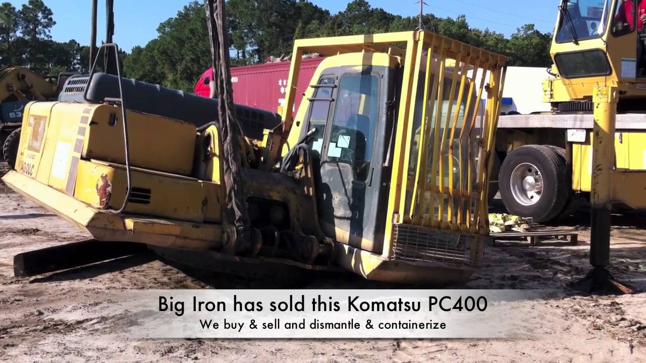 Komatsu PC400 excavator loaded into an Open Top Container