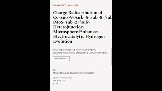 Charge Redistribution of Co9S8/MoS2 Heterojunction Microsphere Enhances Electrocataly... | RTCL.TV