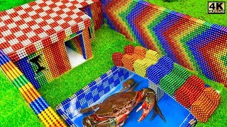 Build Greatness Underground House & Mini Underground Pool For Crab From Magnetic Balls ( Satisfying)