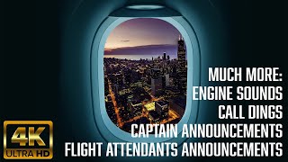 Sunset Night White Noise Airplane Ambience | English & DUTCH Flight Attendants | Call Dings | Sleep