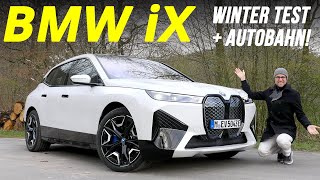 BMW iX AWD driving REVIEW with German Autobahn, winter range and fast charging test! xDrive50