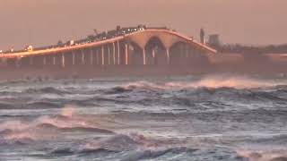 今朝の遠州灘の状況　湖西市の白須賀海岸