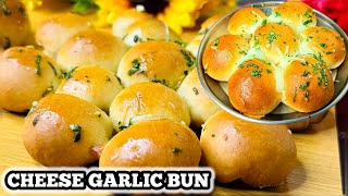 Easy cheese garlic bun in 4 step| बिना ओवन के चीज़ गार्लिक बन | without oven  easy cheese garlic bun