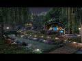 Hobbit Village Ambience🌙Night Time In The Shire, Calming Nature Sounds, Occasional Rain, Wind Chimes