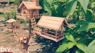 how to make a simple tree house from ice sticks