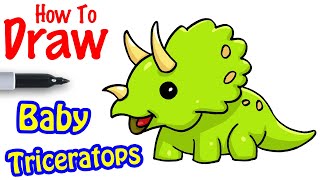 How to Draw Baby Triceratops Dinosaur